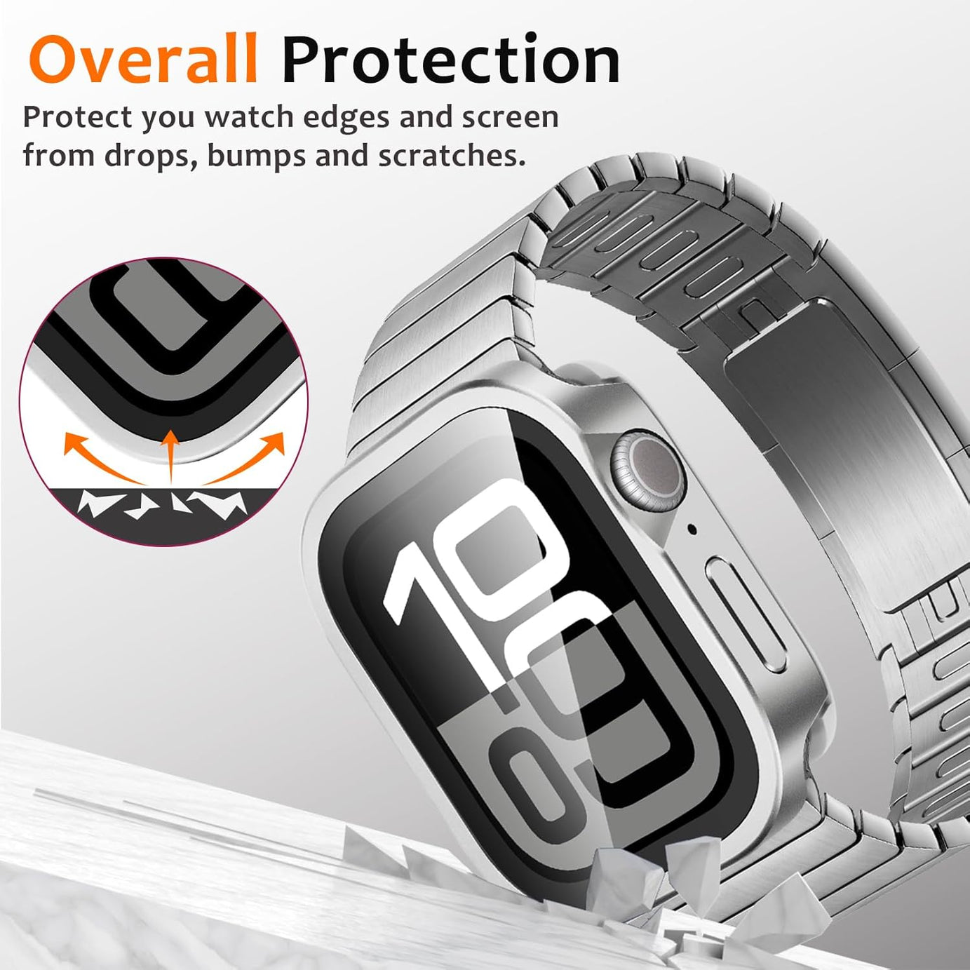 Silver Luxury Metal Case With Screen Protector By Shopyholy Compatible For Apple Watch