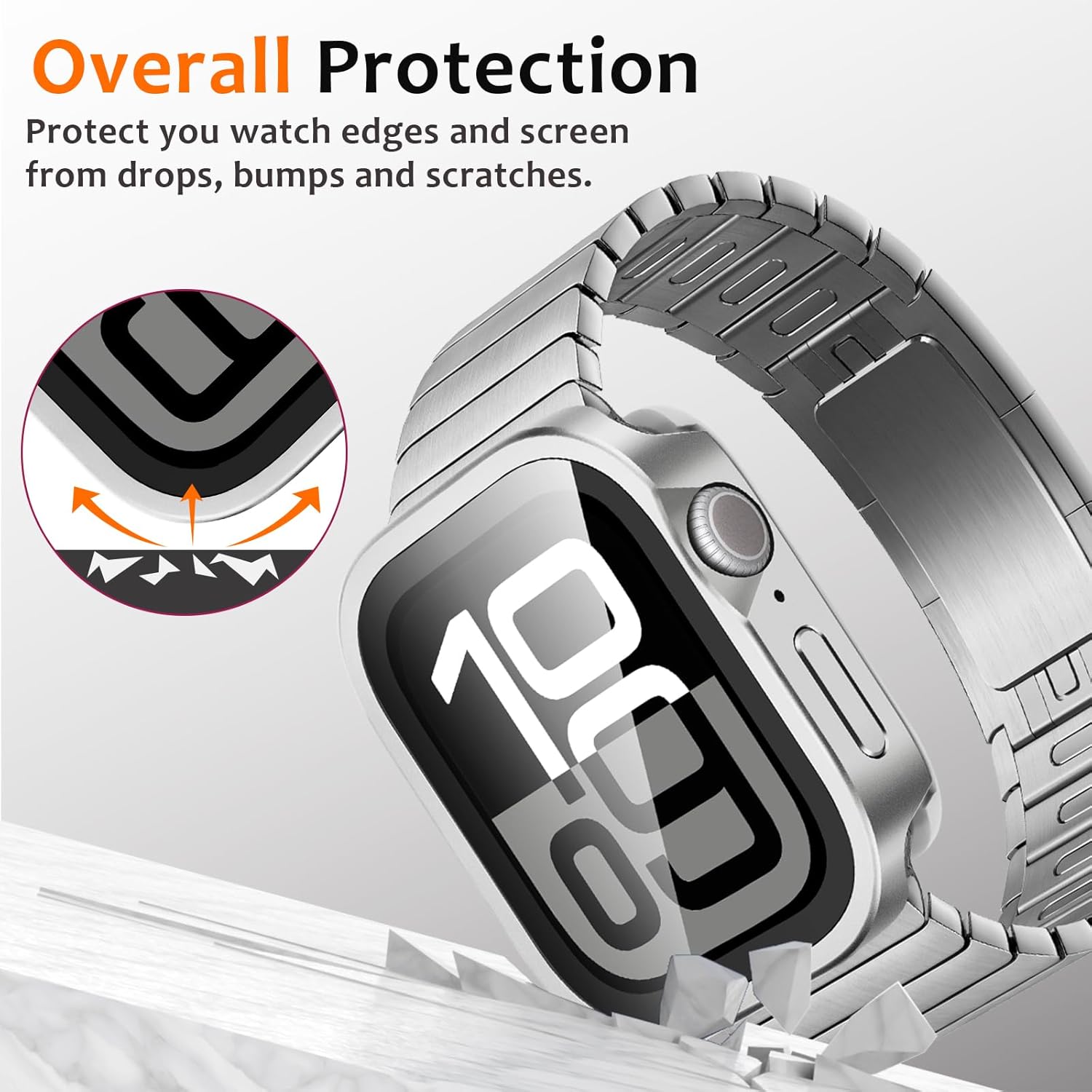 Silver Luxury Metal Case With Screen Protector By Shopyholy Compatible For Apple Watch