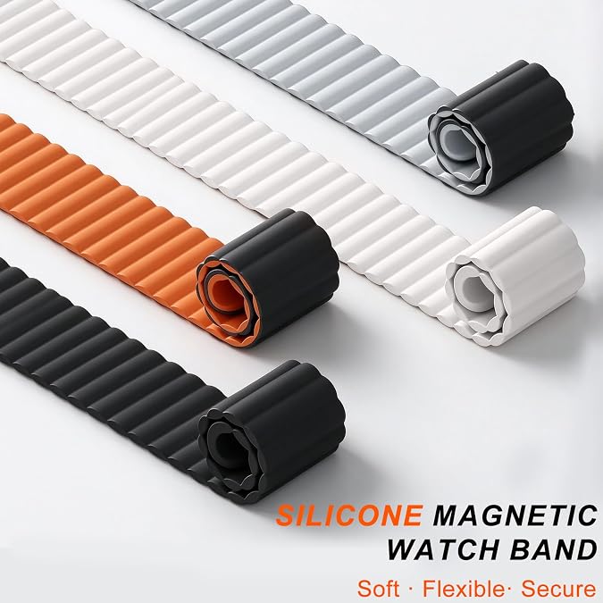 Dark Grey Earthy Yellow Wave Magnetic Silicone Sport Loop for WHOOP 5.0 Mg Life