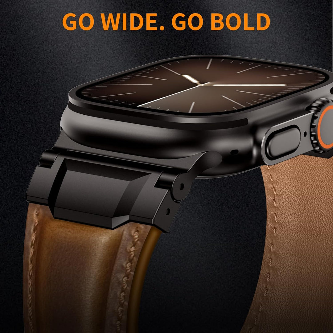 Brown B Luxury Cavallo Leather Straps By Shopyholy Compatible For Apple Watch