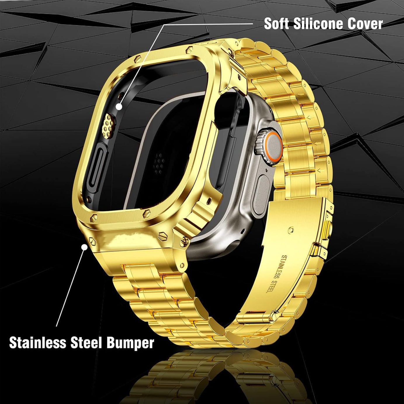 49MM Gold Luxury Richard Armor Metal Kit By Shopyholy Compatible For iWatch Ultra