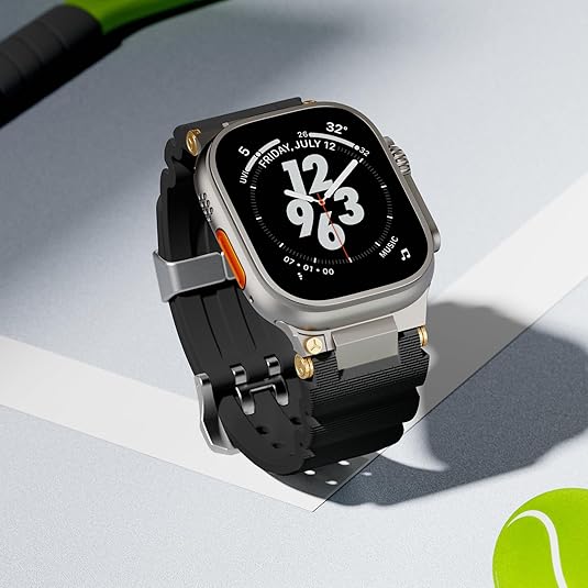 Black Luxury Veltrix Silicone Straps By Shopyholy Compatible For Apple Watch
