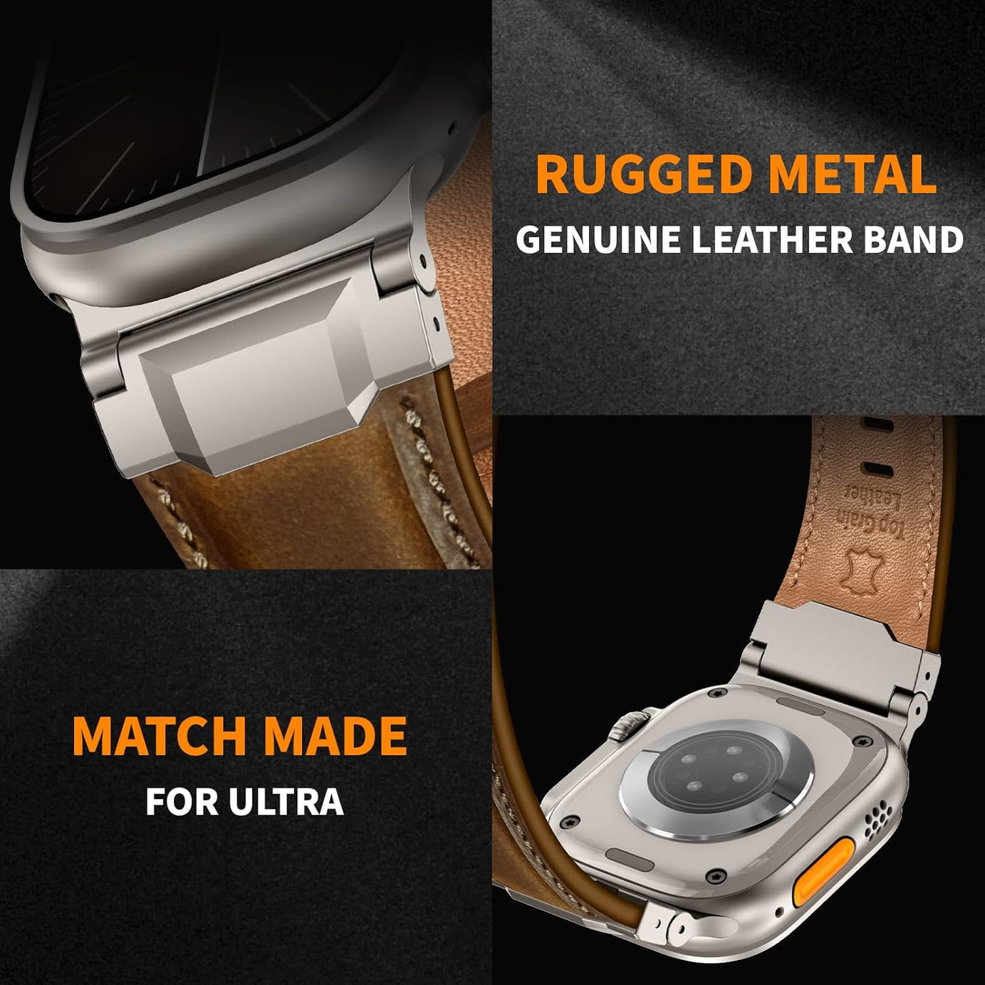 Dark Brown Luxury Cavallo Leather Straps By Shopyholy Compatible For Apple Watch