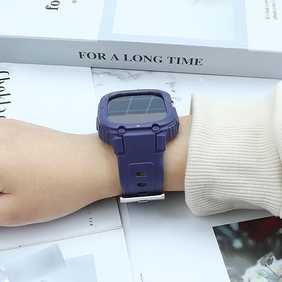 49MM Blue Sporty TPU Case Band By Shopyholy Compatible For Apple Watch Ultra