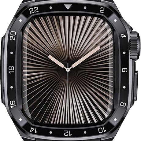 Full Black Luxury Metal Scale Ring Case By Shopyholy Compatible For Apple Watch