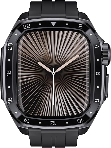 Full Black Luxury Metal Scale Ring Case By Shopyholy Compatible For Apple Watch