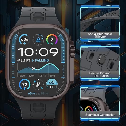 Grey Premium Mavel Pattern Silicone Sports Bands By Shopyholy Compatible For Apple Watch