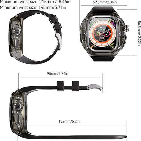49MM Black Silver Luxury Transparent Concept Case By Shopyholy Compatible For Apple Watch Ultra