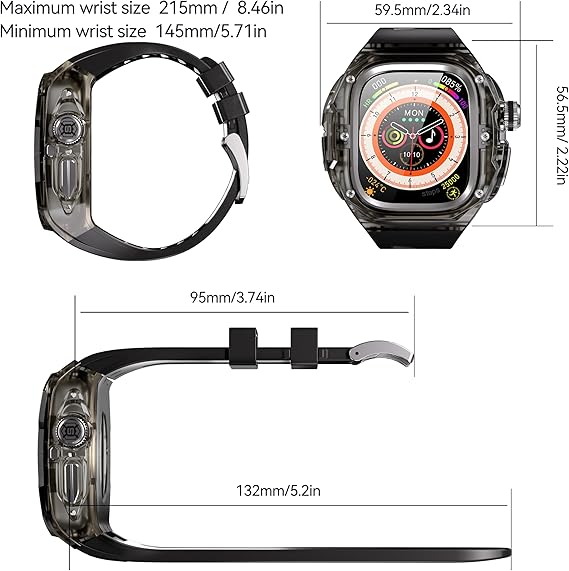 49MM Black Silver Luxury Transparent Concept Case By Shopyholy Compatible For Apple Watch Ultra
