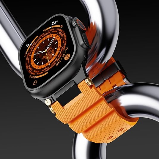 Orange B Luxury Veltrix Silicone Straps By Shopyholy Compatible For Apple Watch