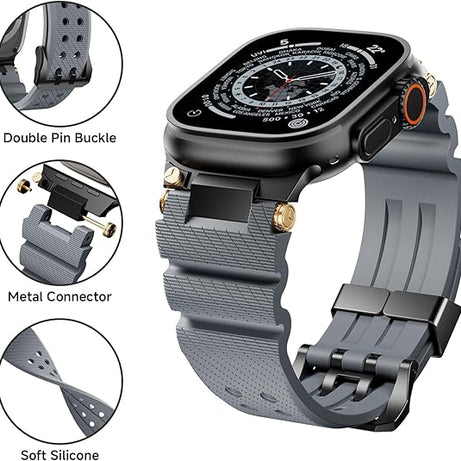 Grey B Luxury Veltrix Silicone Straps By Shopyholy Compatible For Apple Watch