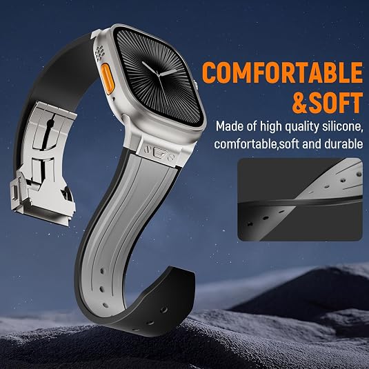 Grey Luxury Mechanical Slicone Sports Band By Shopyholy Compatible For Apple Watch