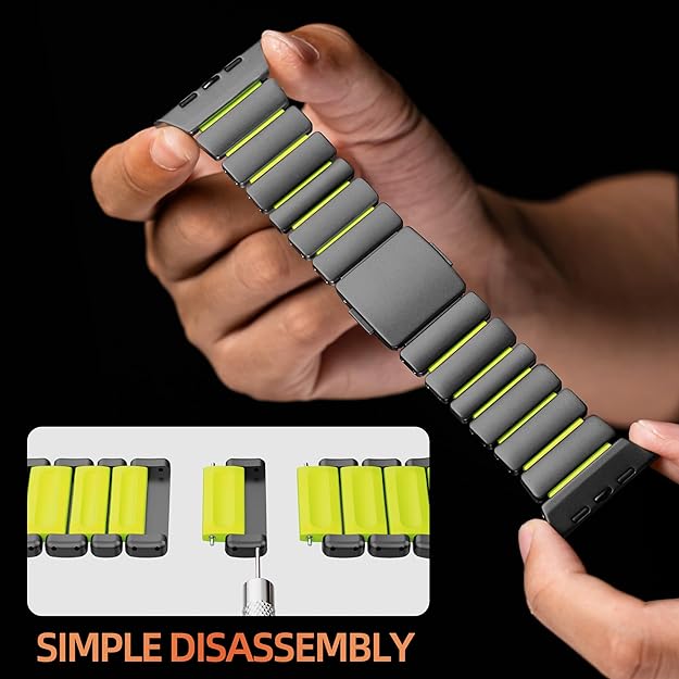 Black green Luxury Titanium Dual Layer Silicone Magnetic Link Bands By Shopyholy Compatible For Apple Watch