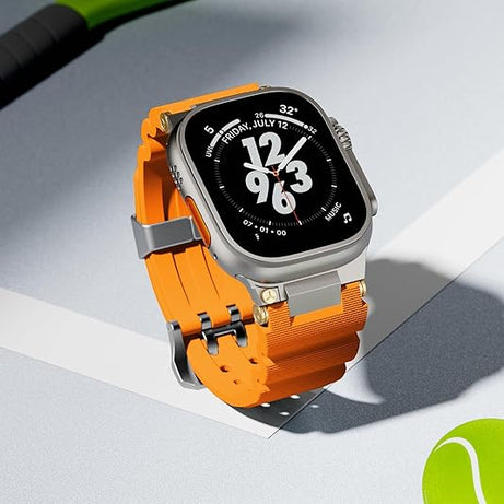 Orange Luxury Veltrix Silicone Straps By Shopyholy Compatible For Apple Watch