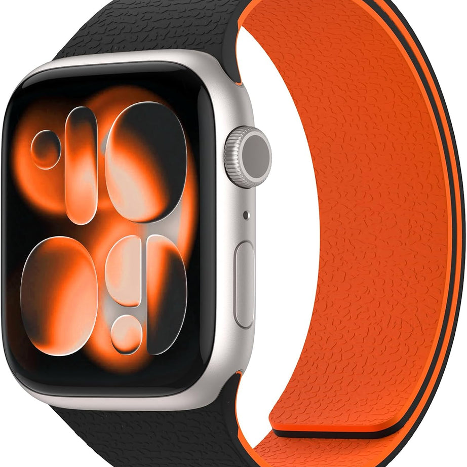 Black orange Premium Skin Friendly Magnetic Loop By Shopyholy Comaptible For Apple Watch