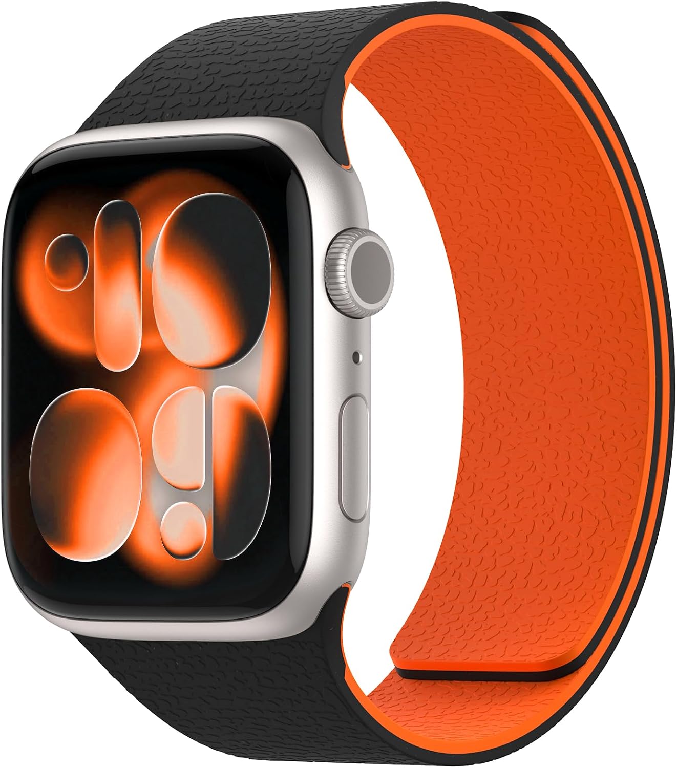 Black orange Premium Skin Friendly Magnetic Loop By Shopyholy Comaptible For Apple Watch