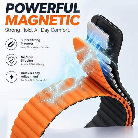 Black Orange Wave Magnetic Silicone Sport Loop for WHOOP 5.0 Mg Life