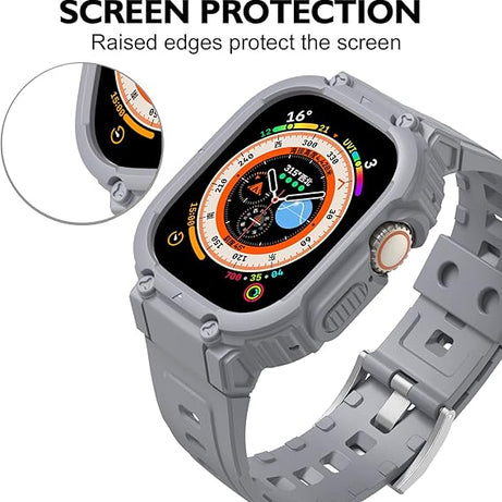 49MM Grey Sporty TPU Case Band By Shopyholy Compatible For Apple Watch Ultra