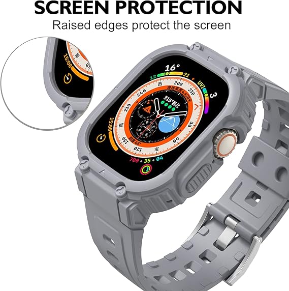 49MM Grey Sporty TPU Case Band By Shopyholy Compatible For Apple Watch Ultra