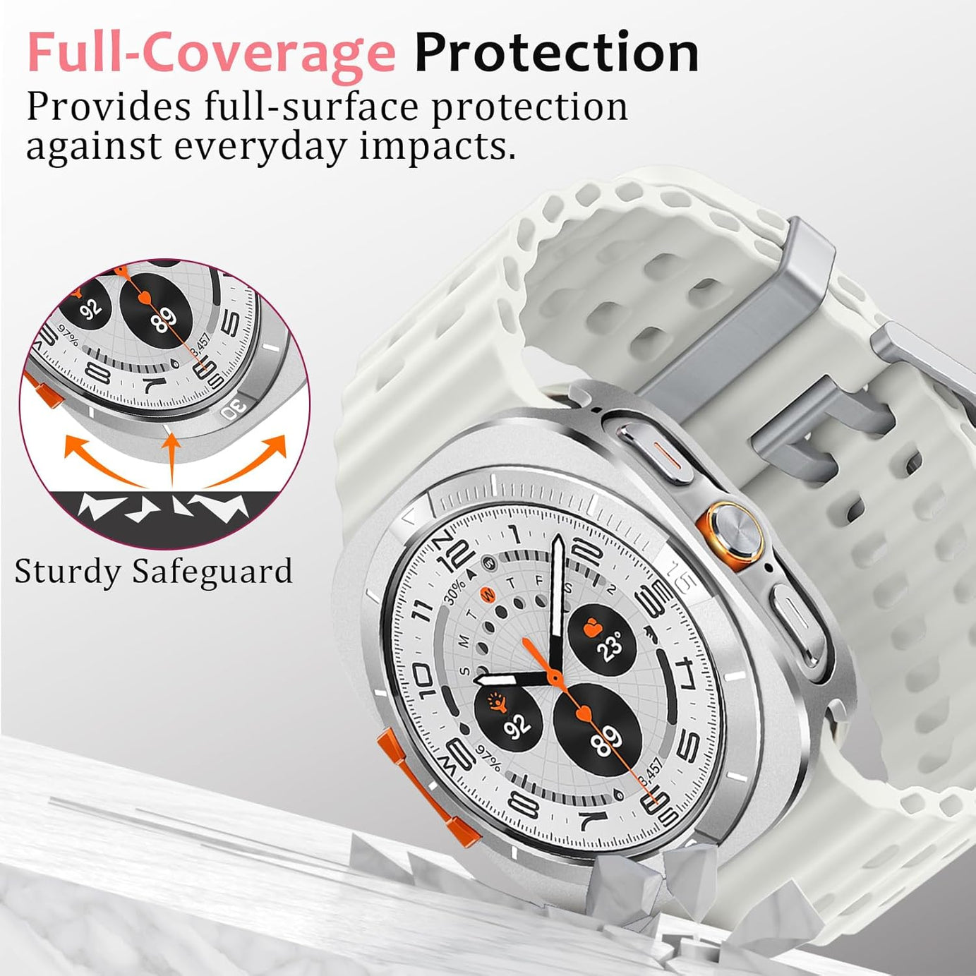 Silver Luxury Aluminum Metal Case for Samsung Galaxy Watch Ultra 47mm & Ultra 2