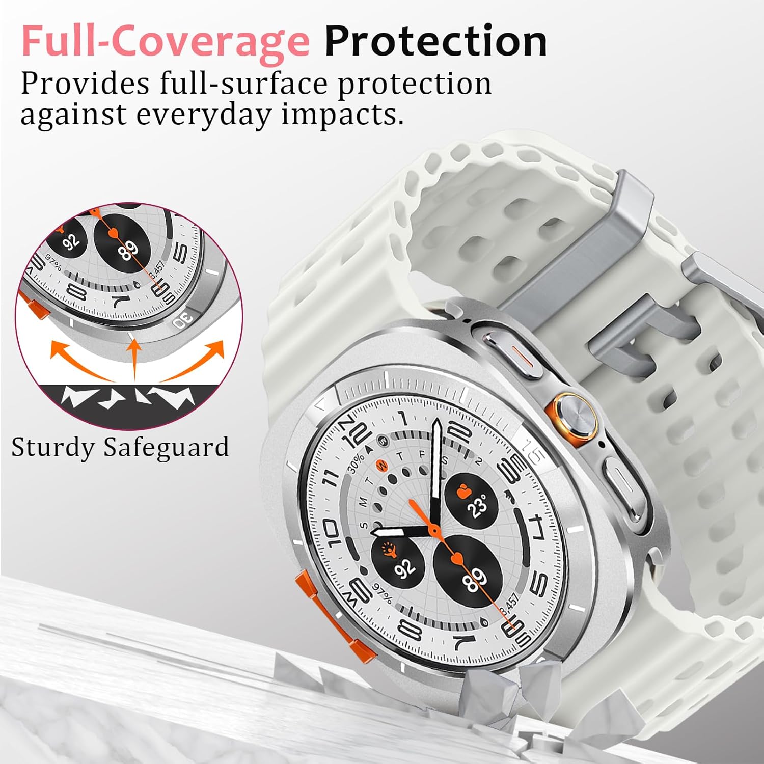 Silver Luxury Aluminum Metal Case for Samsung Galaxy Watch Ultra 47mm & Ultra 2