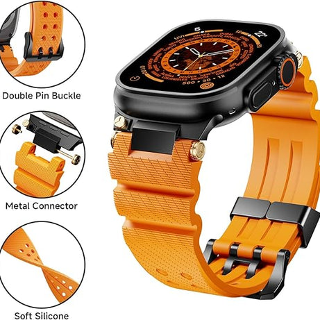 Orange B Luxury Veltrix Silicone Straps By Shopyholy Compatible For Apple Watch