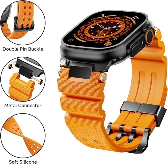 Orange B Luxury Veltrix Silicone Straps By Shopyholy Compatible For Apple Watch