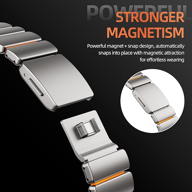 Titanium orange Luxury Titanium Dual Layer Silicone Magnetic Link Bands By Shopyholy Compatible For Apple Watch