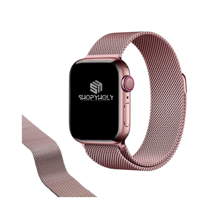 Rose Gold Premium Magnetic Milanese Loop By Shopyholy Compatible For iWatch