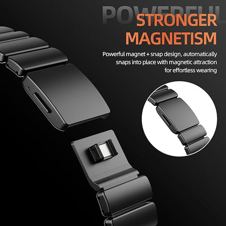 Full Black Luxury Titanium Dual Layer Silicone Magnetic Link Bands By Shopyholy Compatible For Apple Watch