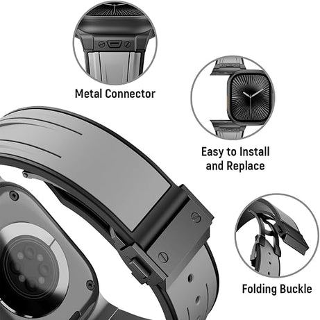 Grey B Luxury Mechanical Slicone Sports Band By Shopyholy Compatible For Apple Watch