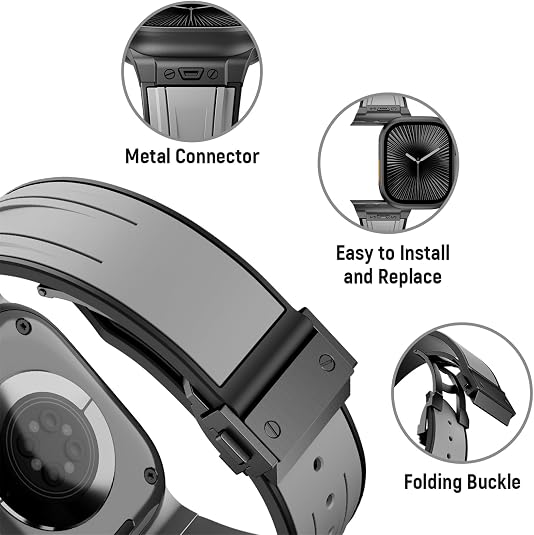 Grey B Luxury Mechanical Slicone Sports Band By Shopyholy Compatible For Apple Watch