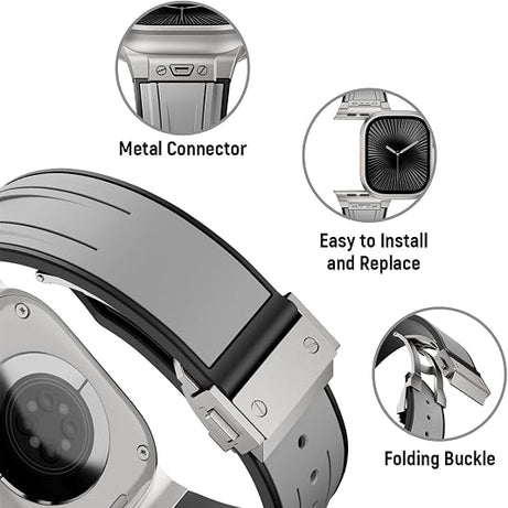 Grey Luxury Mechanical Slicone Sports Band By Shopyholy Compatible For Apple Watch