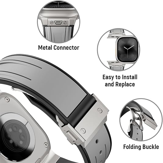 Grey Luxury Mechanical Slicone Sports Band By Shopyholy Compatible For Apple Watch