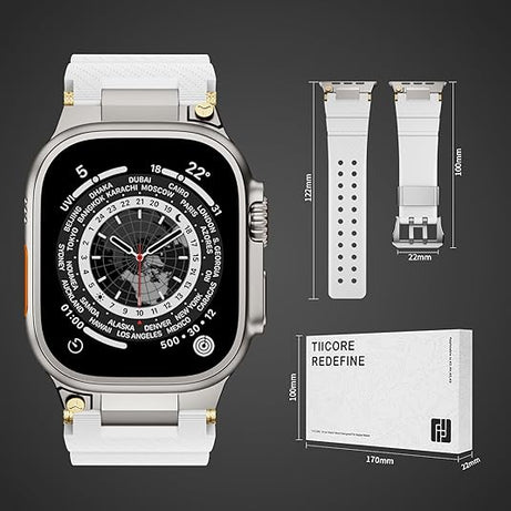 White Luxury Veltrix Silicone Straps By Shopyholy Compatible For Apple Watch