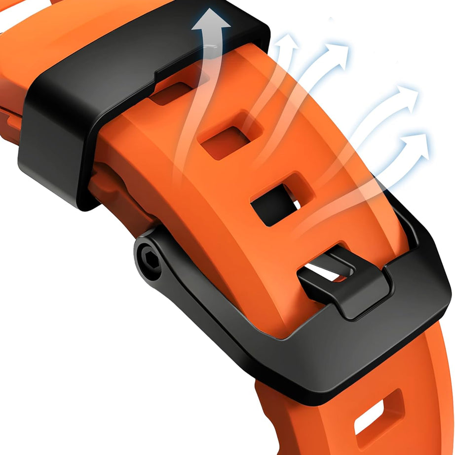 Orange B Premium Rugged Silicone With Metal Buckle By Shopyholy Compatible For Apple Watch