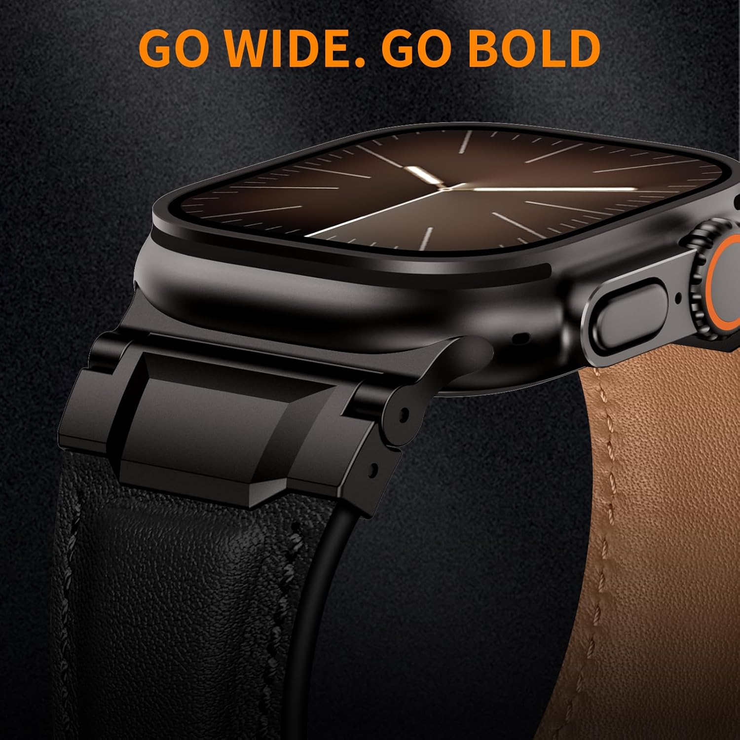 Full Black Luxury Cavallo Leather Straps By Shopyholy Compatible For Apple Watch