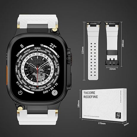 White B Luxury Veltrix Silicone Straps By Shopyholy Compatible For Apple Watch