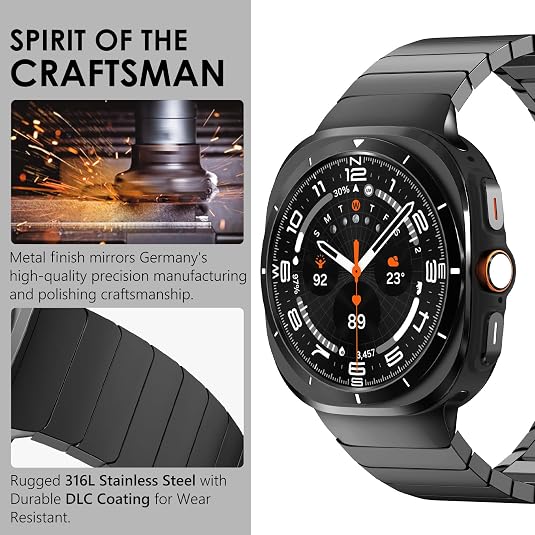 Black Ceramic Stainless Steel Band for Samsung Galaxy Watch Ultra 2/Ultra 1 – 47mm