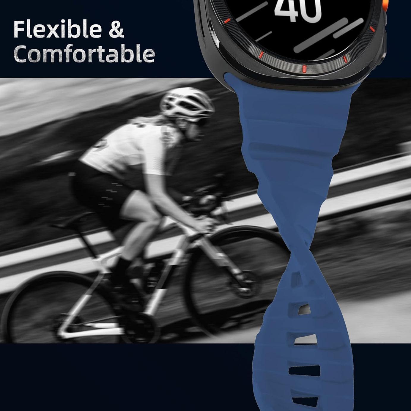 Navy Blue Rocky Point Silicone Sport Band for Samsung Galaxy Watch Ultra 47mm