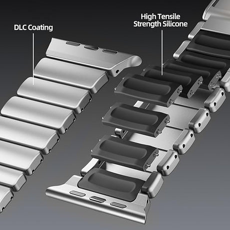 Titanium Black Luxury Titanium Dual Layer Silicone Magnetic Link Bands By Shopyholy Compatible For Apple Watch