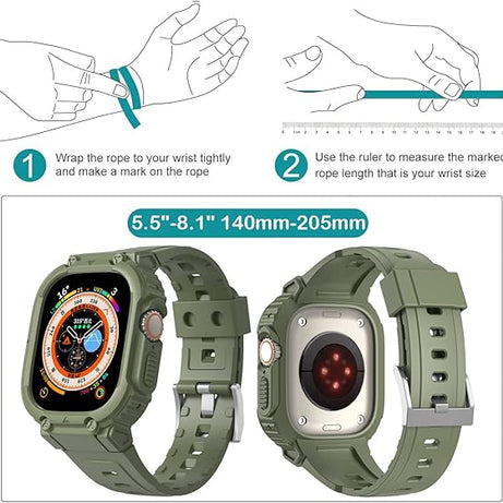 49MM Green Sporty TPU Case Band By Shopyholy Compatible For Apple Watch Ultra