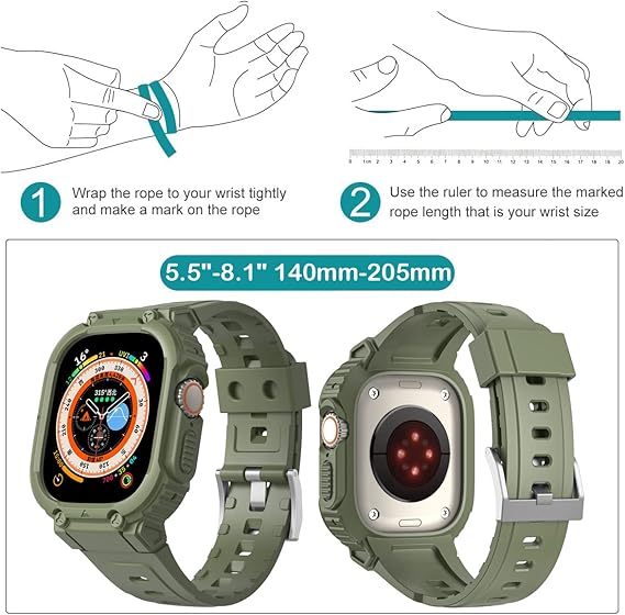 49MM Green Sporty TPU Case Band By Shopyholy Compatible For Apple Watch Ultra