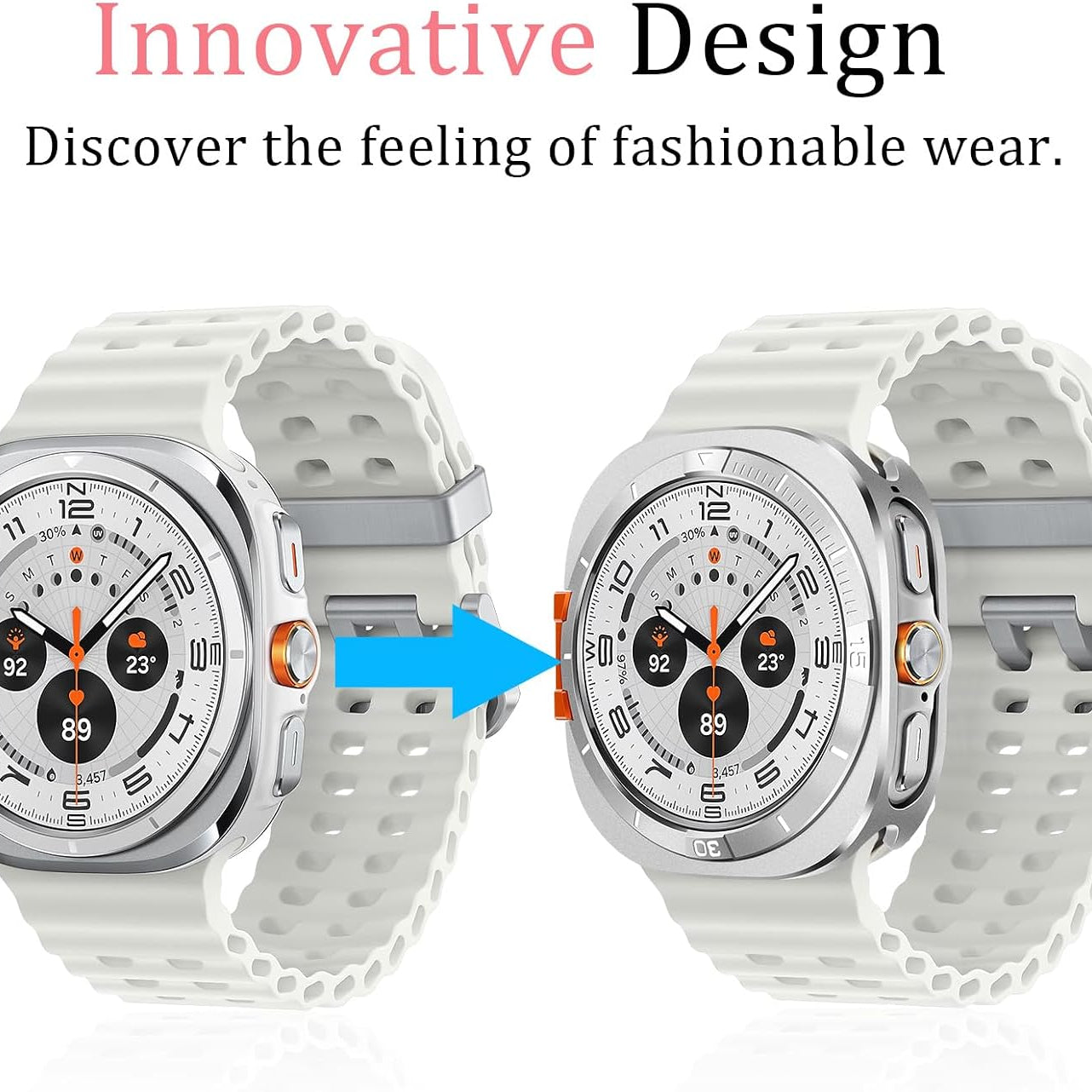 Silver Luxury Aluminum Metal Case for Samsung Galaxy Watch Ultra 47mm & Ultra 2