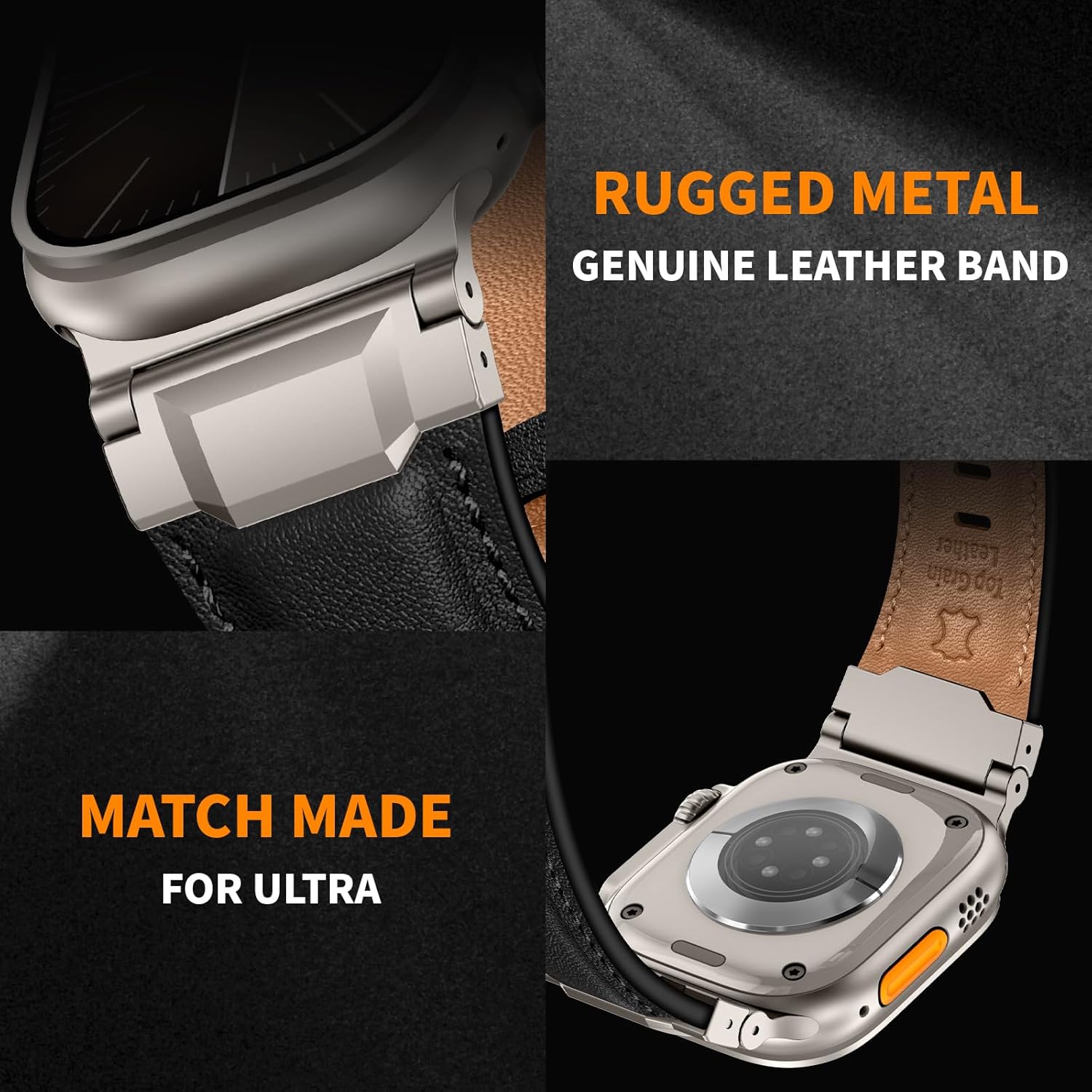 Black Luxury Cavallo Leather Straps By Shopyholy Compatible For Apple Watch