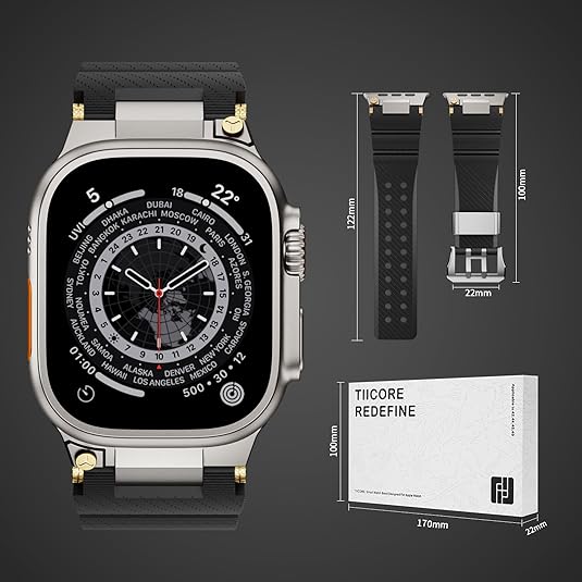 Black Luxury Veltrix Silicone Straps By Shopyholy Compatible For Apple Watch
