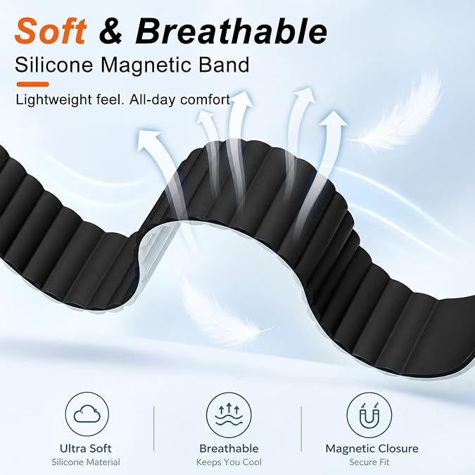 Black Light Sky Wave Magnetic Silicone Sport Loop for WHOOP 5.0 Mg Life