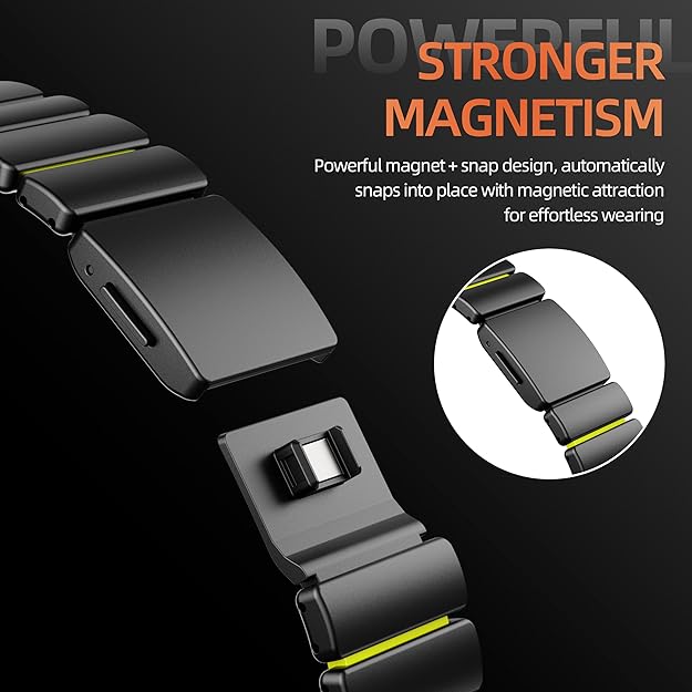 Black green Luxury Titanium Dual Layer Silicone Magnetic Link Bands By Shopyholy Compatible For Apple Watch