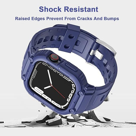 Blue Sporty TPU Case Band By Shopyholy Compatible For iWatch