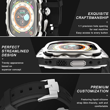 49MM Silver Knight Luxury Racing Case By Shopyholy Compatible For Apple Watch Ultra 1/2 (Copy)
